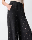 PINKO Wide-Leg Jeans in Dark Denim with Eyelets