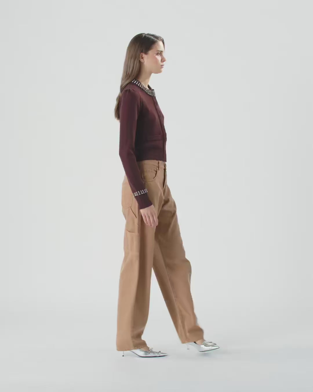 Pinko Round-neck cardigan with rhinestones