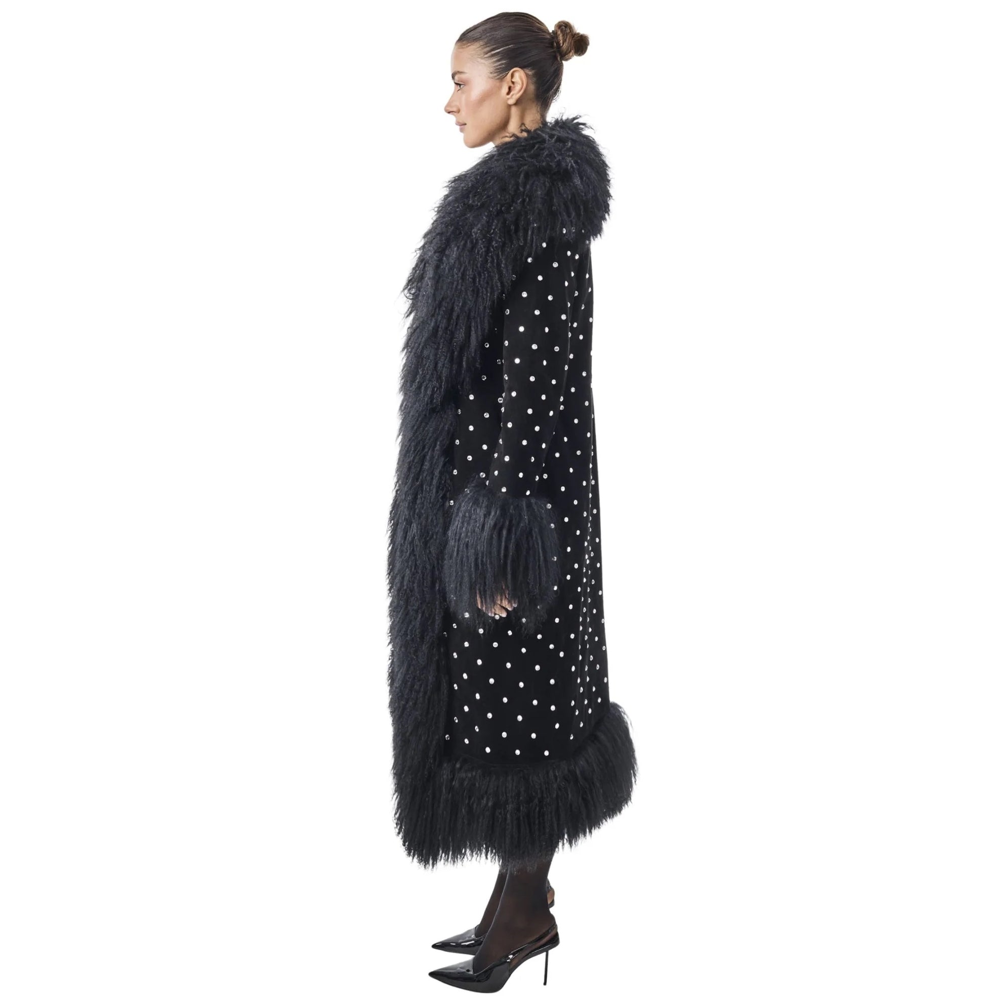 Susanna Chow Dorothy Diamanté Suede Midi Coat