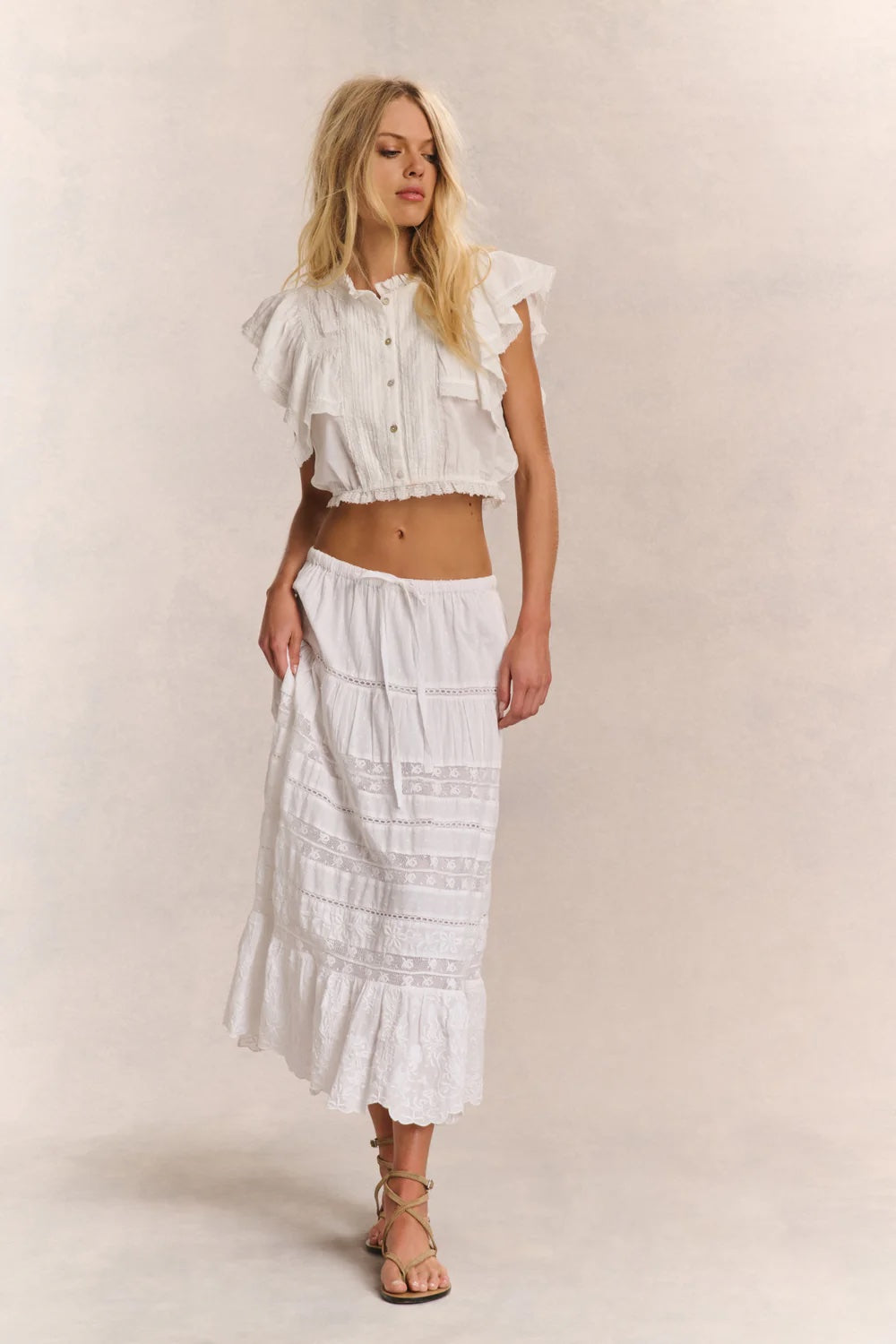 LoveShackFancy Donna Heritage Midi Skirt