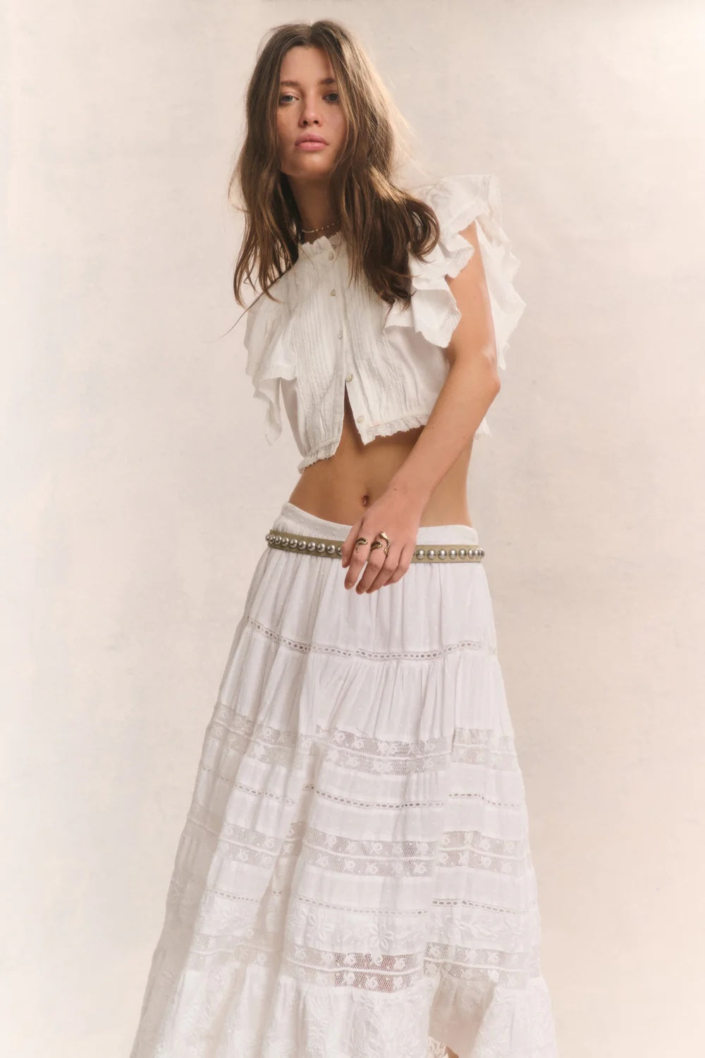 LoveShackFancy Donna Heritage Midi Skirt
