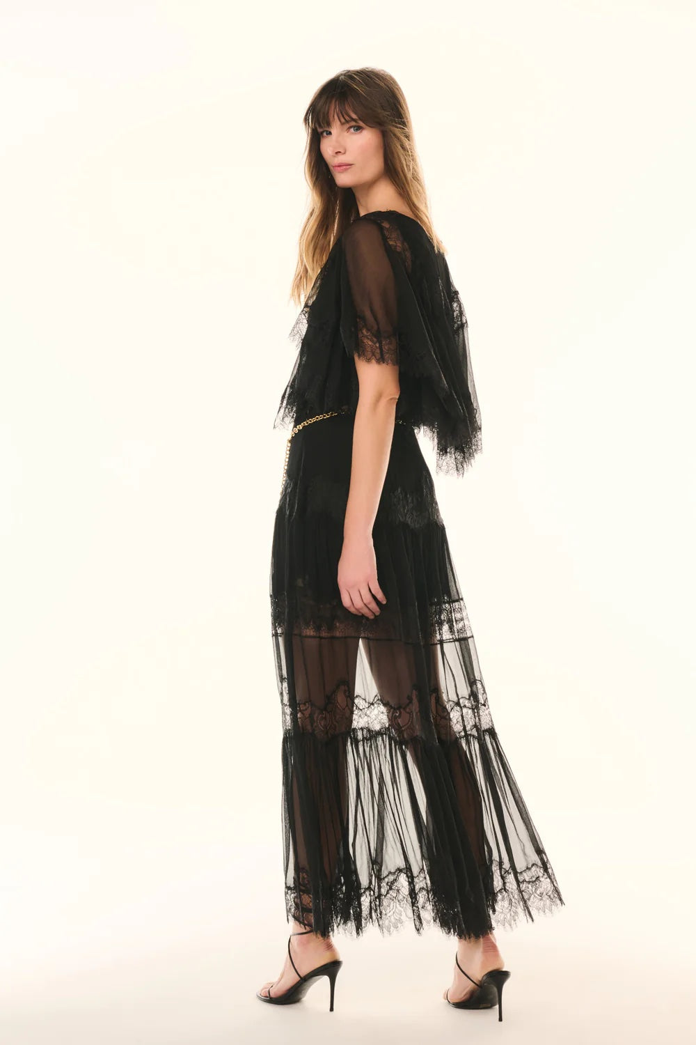 LoveShackFancy Aureline Silk Lace Pleated Maxi Skirt