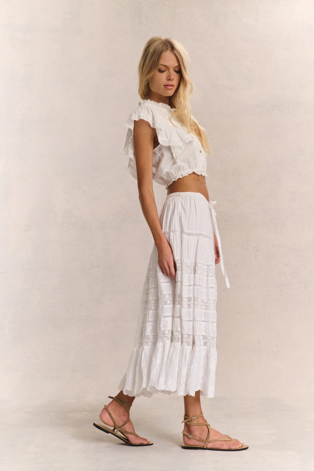 LoveShackFancy Donna Heritage Midi Skirt