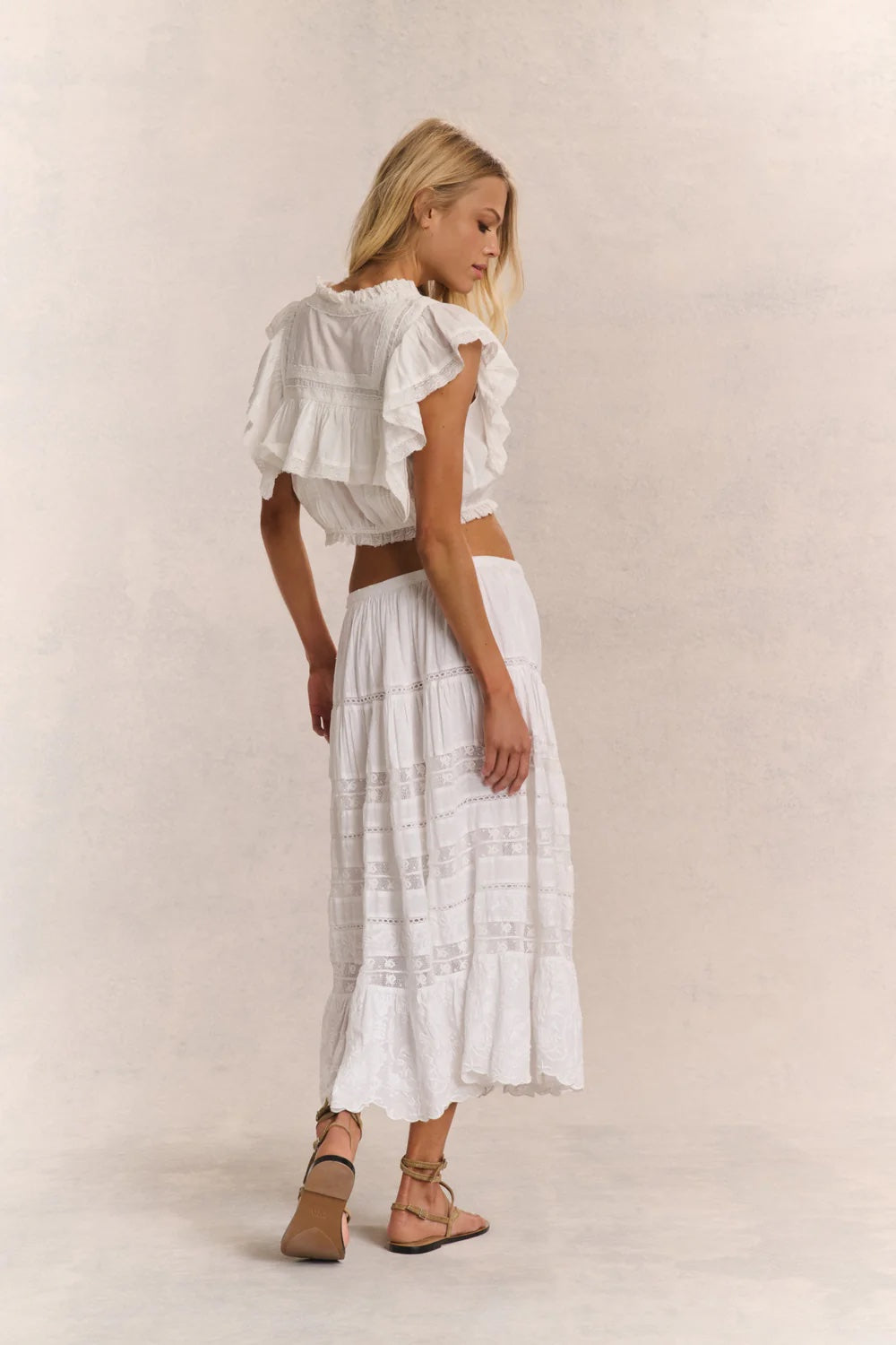 LoveShackFancy Donna Heritage Midi Skirt