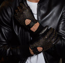 Seymoure UNISEX 3/4 Fingerless Driving Gloves with Studs