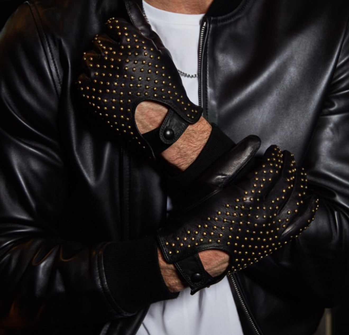 Seymoure UNISEX 3/4 Fingerless Driving Gloves with Studs