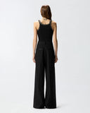 PINKO Ribbed Top with Bejeweled Embellishment in Black