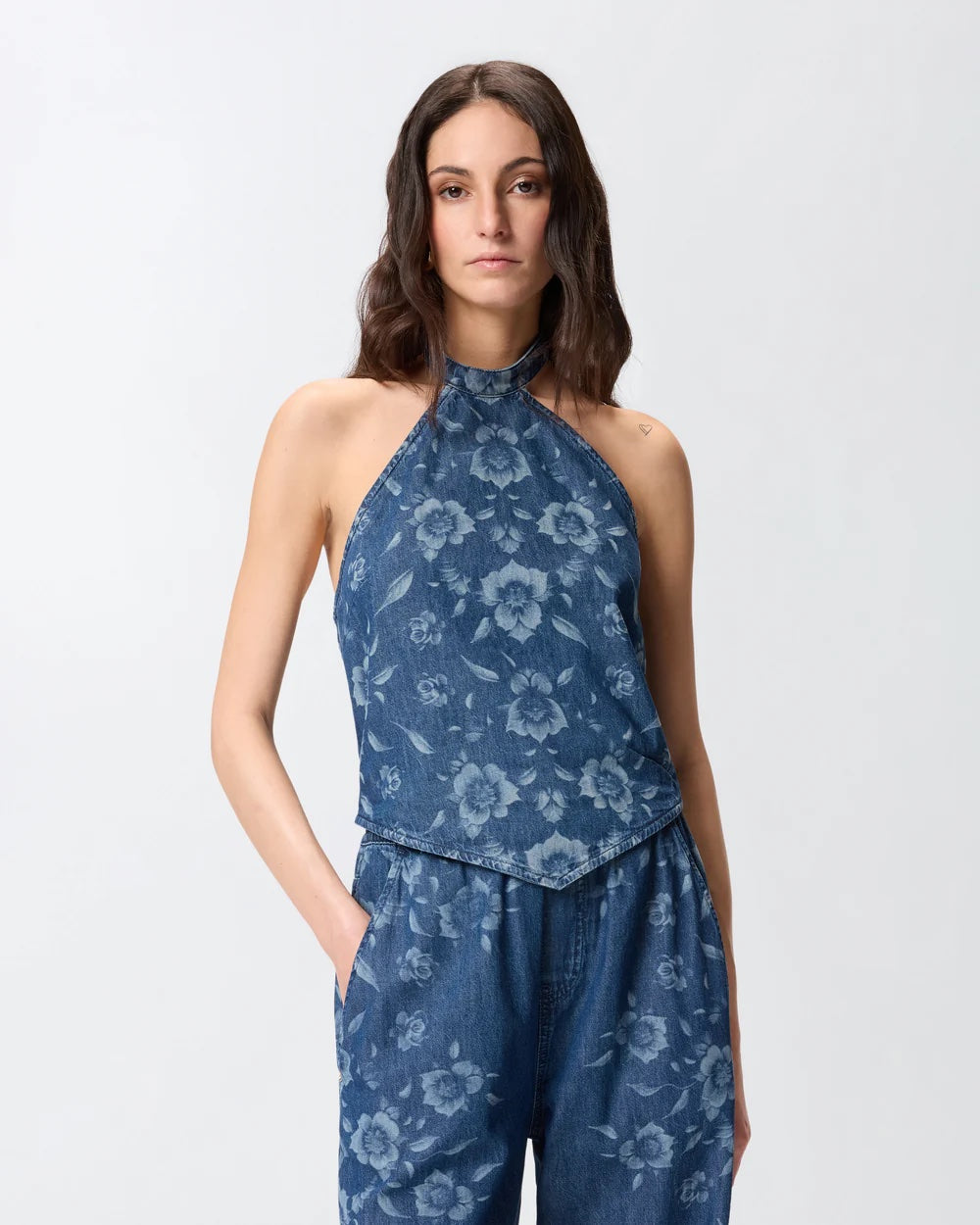 Pinko Denim Floral. Top
