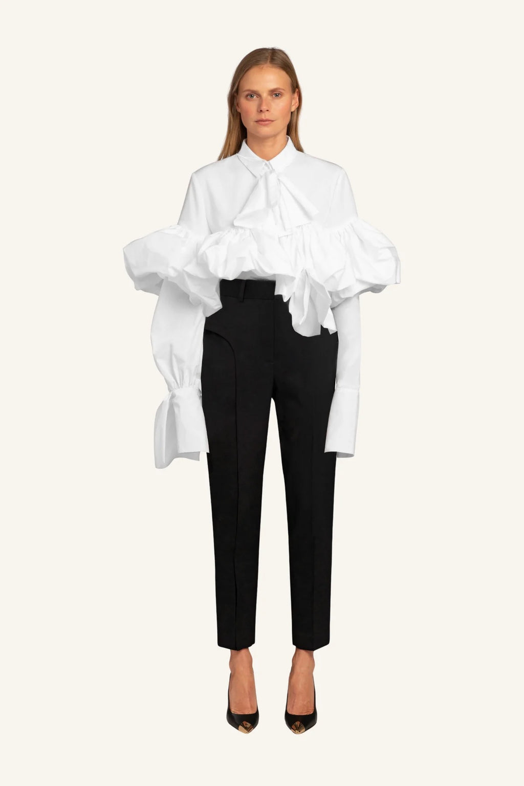 Aiste Hong Gathered Tie-Neck Shirt