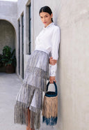 Montsera Collective Tule | Fringe Maxi Skirt | Blue – Ivory