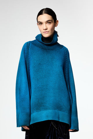 Avant Toi Blue Turtleneck Knit Sweater