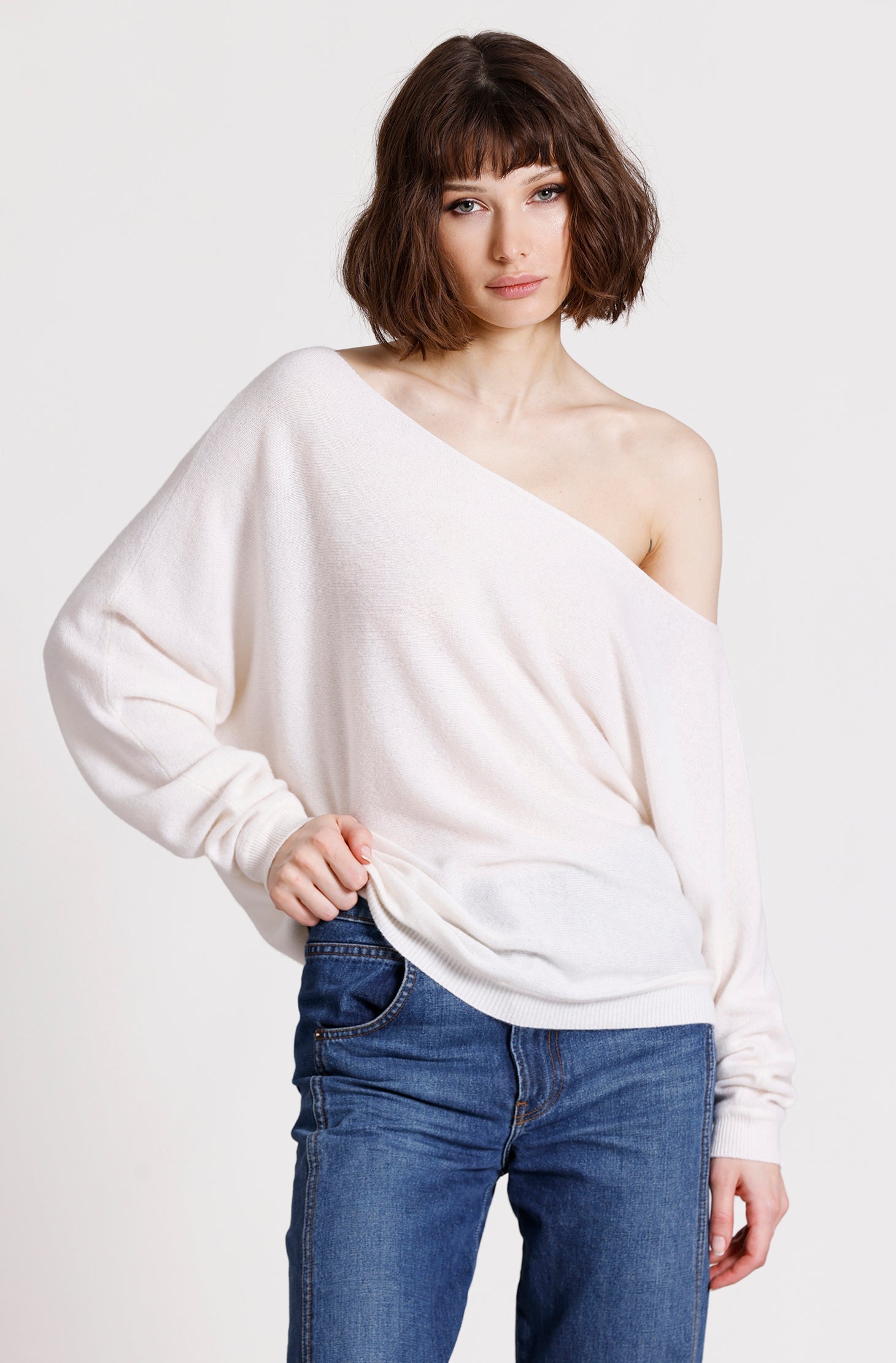 Minnie Rose Cashmere Off The Shoulder Top
