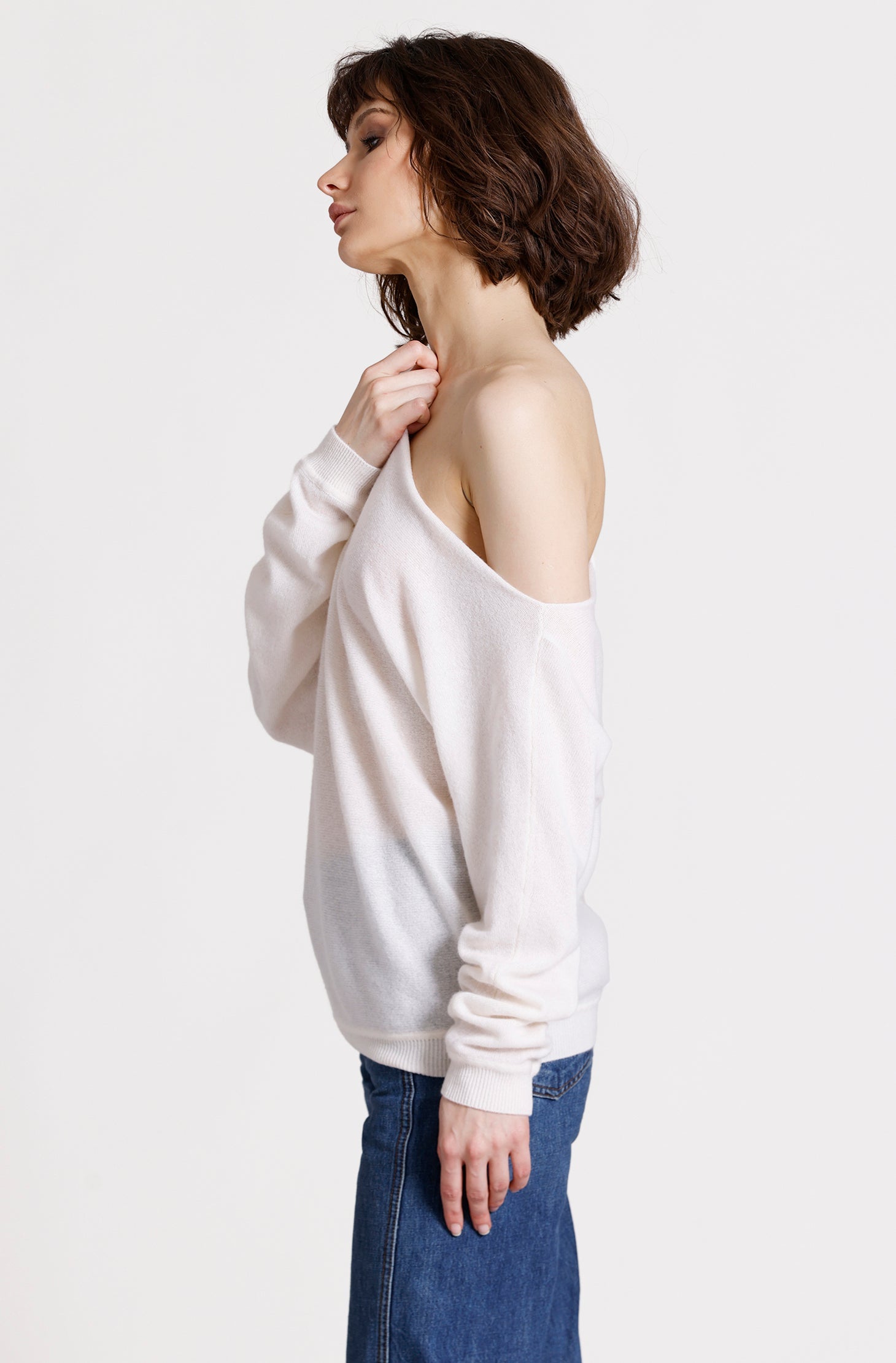 Minnie Rose Cashmere Off The Shoulder Top