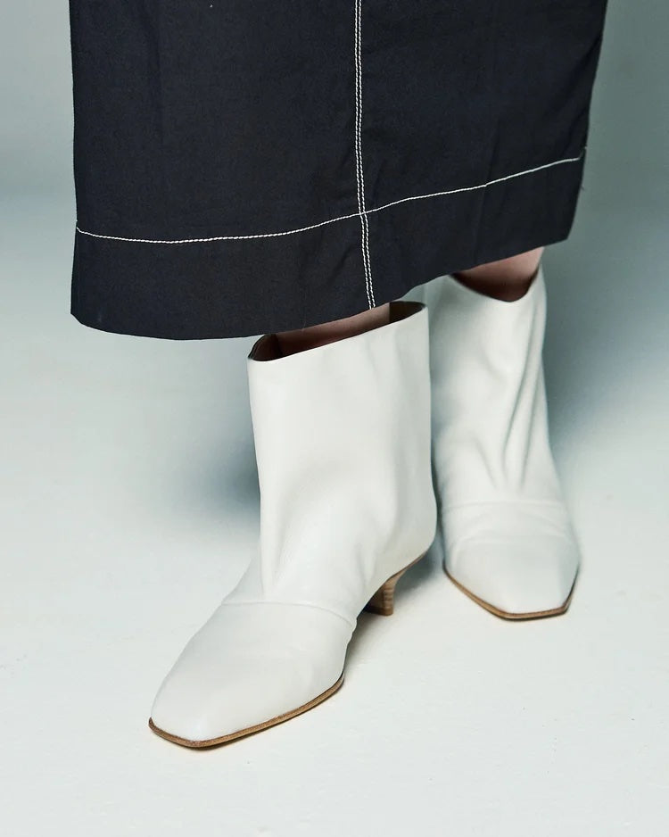Vicini Square-Toe Boots in White