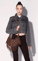 Walter Baker Willow Fringe Mini Hobo Truffle Suede