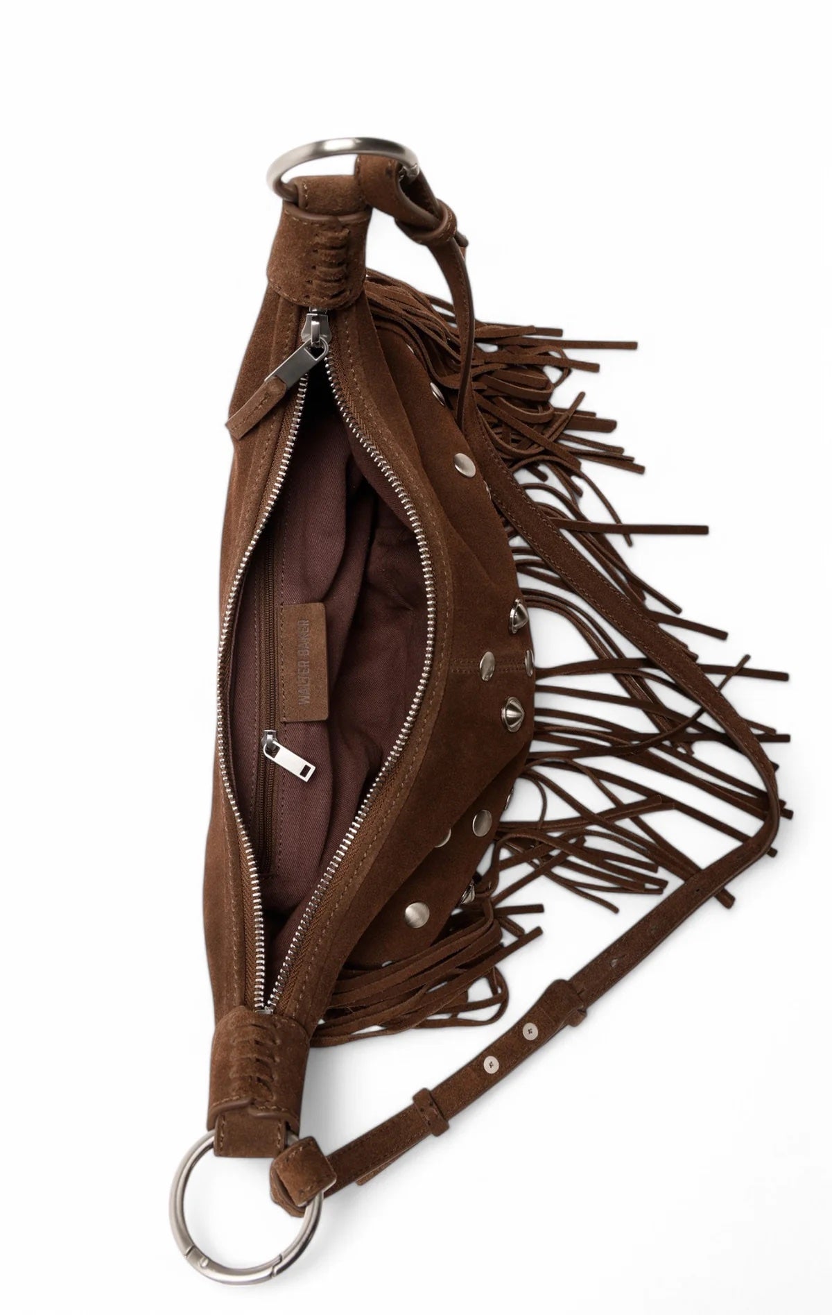 Walter Baker Willow Fringe Mini Hobo Truffle Suede