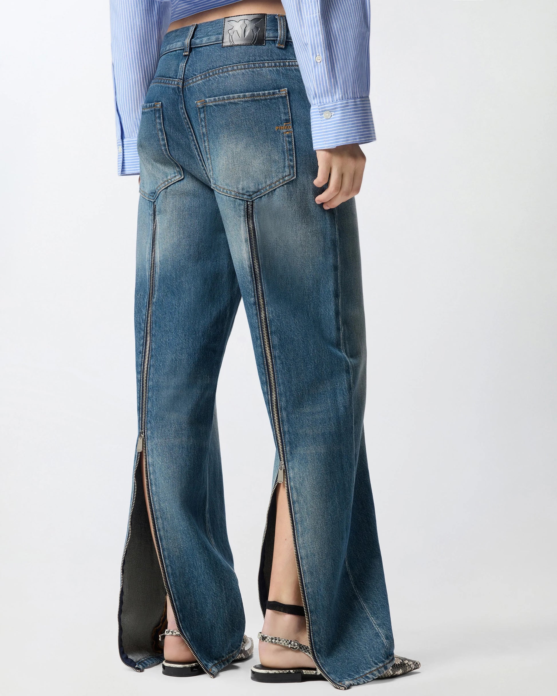 PINKO Loose-Fit Jeans with Rear Zips