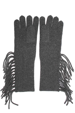 Minnie Rose Cashmere Fringe Trim Gloves