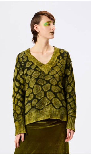 Avant Toi Maglia Green Snake Knit Sweater