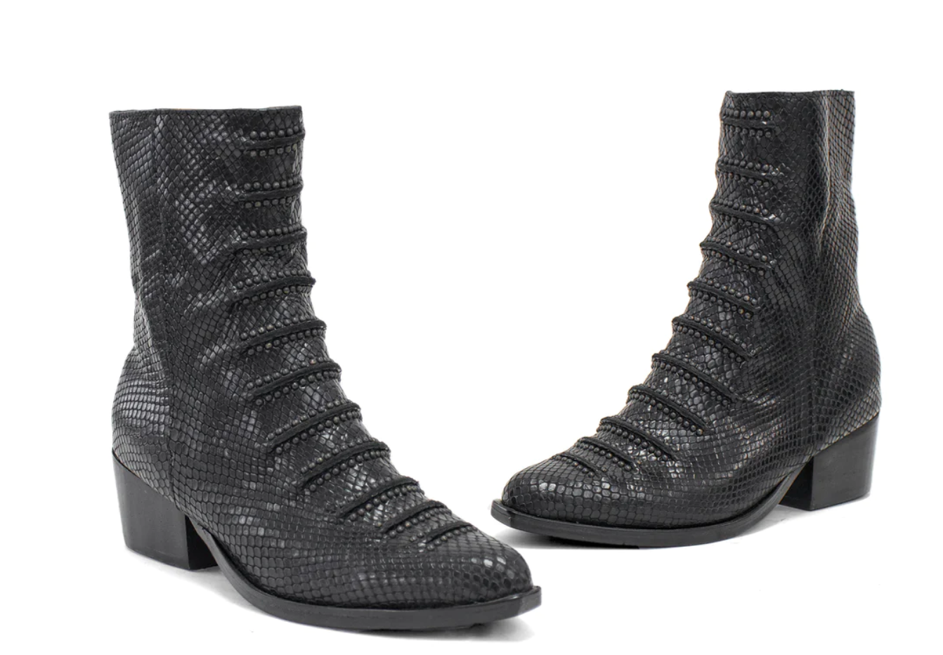 Calleen Cordero Tiba Tall Black Embossed Lizard Boot