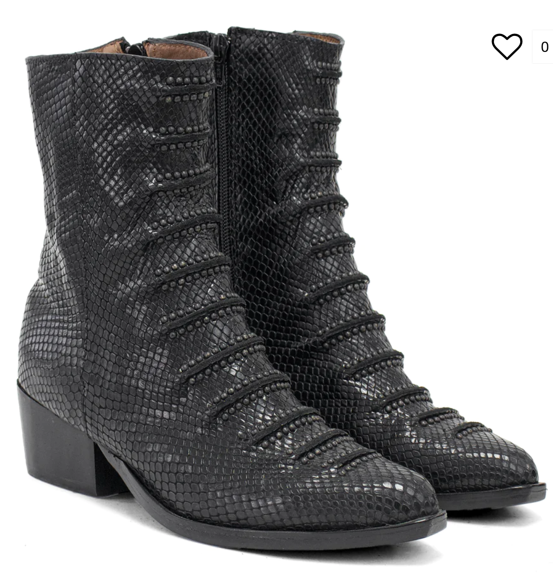 Calleen Cordero Tiba Tall Black Embossed Lizard Boot