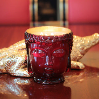 Thompson Ferrier Ruby Red Glass Buddha Candle