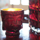 Thompson Ferrier Ruby Red Glass Buddha Candle