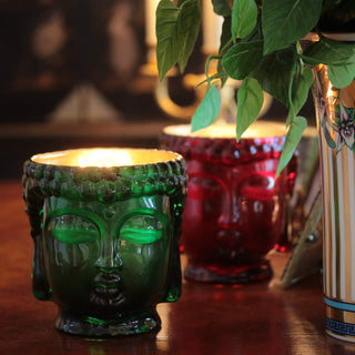 Thompson Ferrier Emerald Green Glass Buddha Candle
