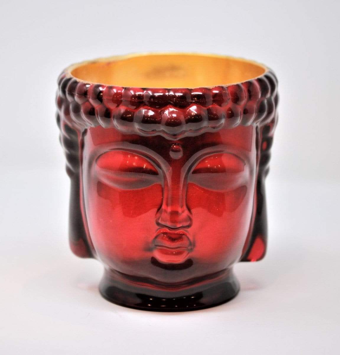 Thompson Ferrier Ruby Red Glass Buddha Candle